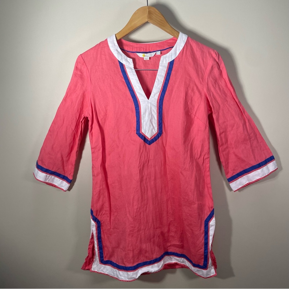 Boden Linen Cleo Kaftan Pink Tunic Top Size 4 Petite
